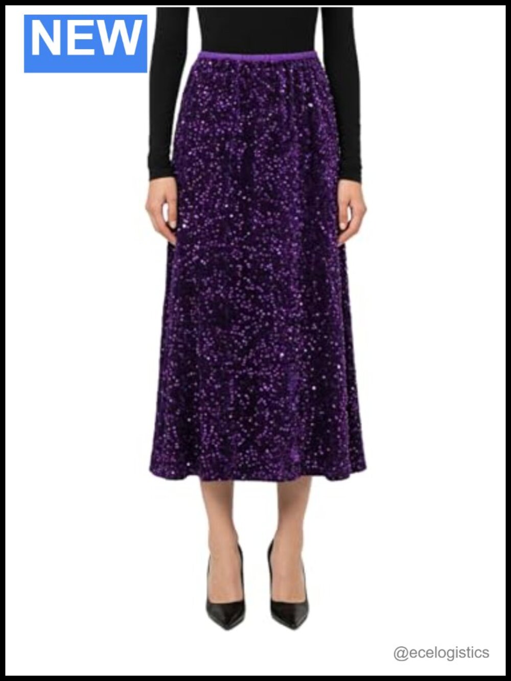 Sequin Maxi Skirt High Waist A-Line Glitter Long Skirt
